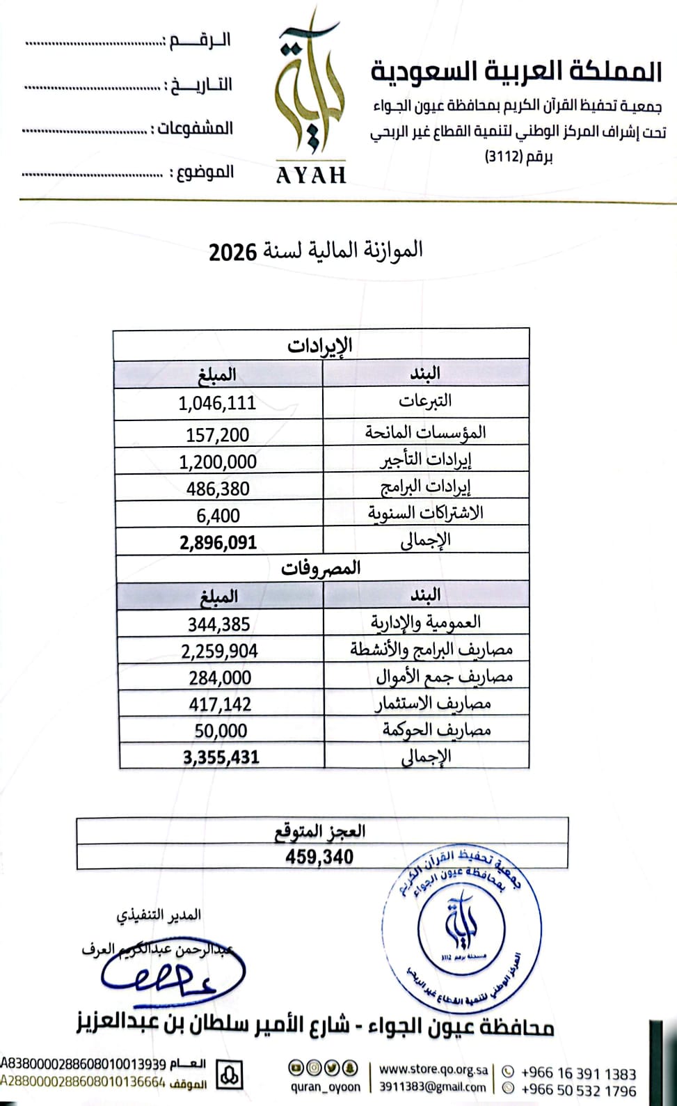 الموازنة المالية لسنة 2026